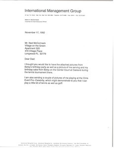 Letter from Mark H. McCormack to Ned McCormack