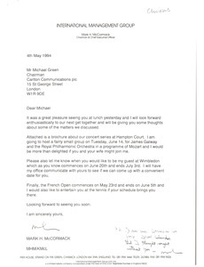 Letter from Mark H. McCormack to Michael Green