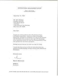 Letter from Mark H. McCormack to Seth Abraham