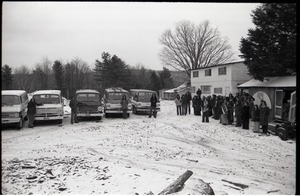 Brotherhood of the Spirit Dodge van advertisements: line of commune members standing next to line of Dodge vans