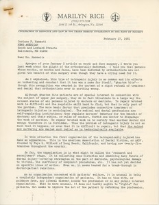 Letter from Marilyn Rice to Corinne F. Hammett