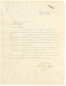 Letter from P. Ruffin to W. E. B. Du Bois