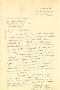 Letter from Baltimore Interracial Fellowship, Inc. to W. E. B. Du Bois