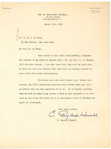 Letter from E. Gaylord Howell to W. E. B. Du Bois