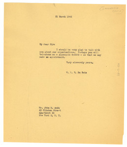 Letter from W. E. B. Du Bois to Indonesia Club