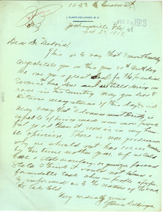Letter from J. Elmer Dellinger M.D. to W. E. B. Du Bois