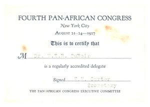 Fourth Pan-African Congress certificate