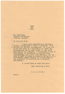Letter from W. E. B. Du Bois to Atlanta University