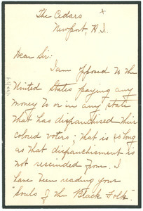 Letter from Edward Potter to W. E. B. Du Bois