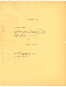 Letter from W. E. B. Du Bois to Percy S. Brown