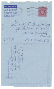Letter from T. Ona Oruwriye to W. E. B. Du Bois