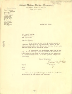 Letter from Socialist Outside Contact Committee to W. E. B. Du Bois