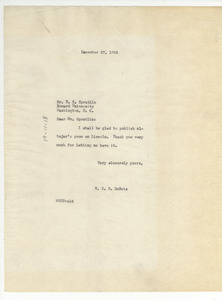 Letter from W. E. B. Du Bois to V. B. Spratlin