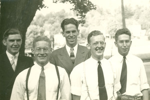 Class of 1939 fraternity members posing outdoors