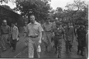 General Taylor, McNamara, General Nguyen Khanh and Henry Cabot Lodge in Hue, Central Vietnam.