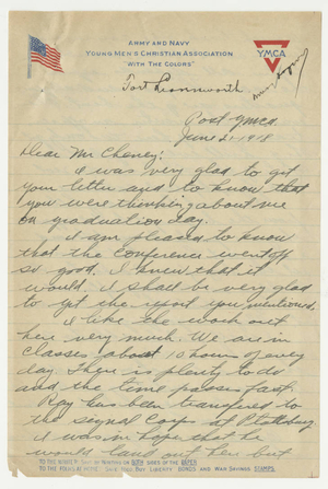 Letter from Lewis. J. Stewart to Ralph L Cheney (June 21, 1918)