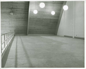 The second floor balcony in the Art Linkletter Natatorium