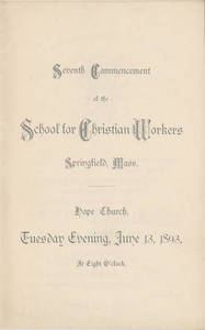 School For Christian Workers Seventh Commencement Program (June 1893)
