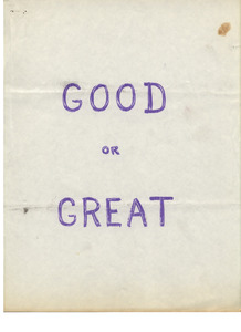 "Good or Great" Springfield College playbook, 1965