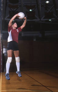 SC volleyball player Jennifer Svatik midair volleyball contact