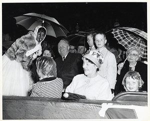 Mary Collins, Mayor John F. Collins, and their children John, Thomas, and Margaret, with Mary Wilson, of the Supremes, at Fenway Park