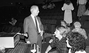 Mayor Kevin H. White with unidentified individuals the Strand Theatre