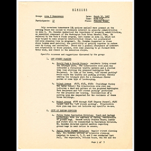 Minutes from Area 9 homeowners meeting held March 16, 1965