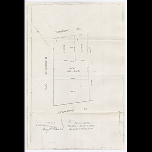 Map depicting land lots near Howland Street, Crawford Street and Humboldt Avenue