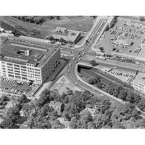 Cottage Farm (Boston University) Bridge, Commonwealth Avenue, Howard Johnson's building, Cadillac ?, Boston, MA