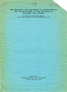 The diagnosis and treatment of hydrocephalus due to occlusions of the foramina of magendie and luschka