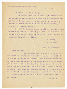 Correspondence from Edward Holton James and Ida Orciani, January 26, 1928