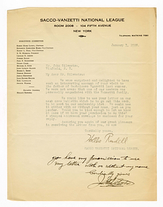 Letter from Hollace Ransdell to John Silvestro, January 7, 1928