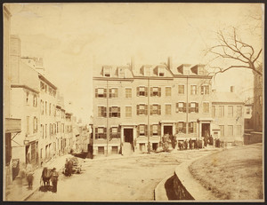 View of the northeast corner of Fort Hill Square looking down Washington Street