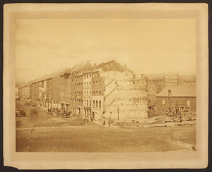 View of Long Wharf demolition, State Street and Atlantic Avenue