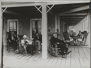 Porch sitting, Chequesset Inn, Wellfleet, Mass., 1913