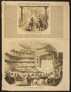 Ladies' Drawing-Room, Vestibule, Grand Staircase, and Stage and Auditorium of the Boston Theatre