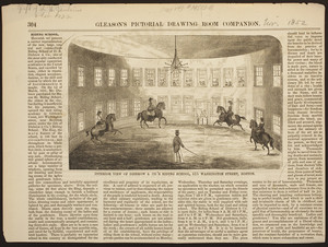 Interior view of Disbrow & Co.'s Riding School, 415 Washington Street, Boston
