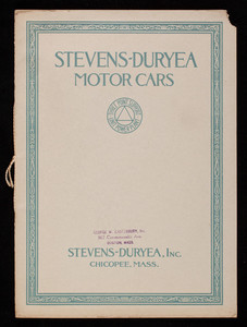 Stevens-Duryea Motor Cars, three point support unit power plant, Stevens-Duryea Inc., Chicopee, Mass.