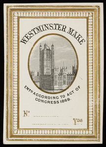 Label for Westminster Make, location unknown, undated