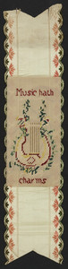 Music hath charms, embroidery, location unknown, undated