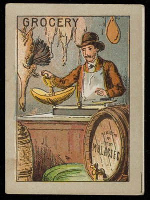 Grocery picture card, location unknown, undated