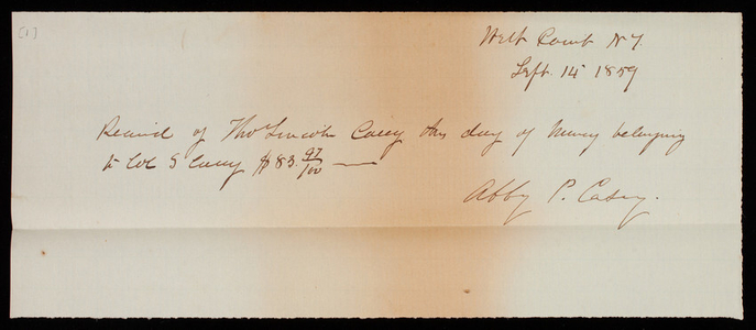 Abby Pearce Casey to Thomas Lincoln Casey, September 14, 1859