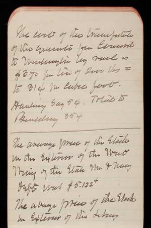 Thomas Lincoln Casey Notebook, Professional Memorandum, 1889-1892, undated, 25, The cost of the transport