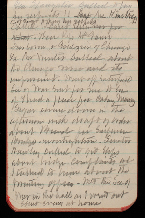 Thomas Lincoln Casey Notebook, November 1893-February 1894, 78, General Slaughter called to pay his respects