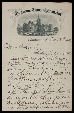 W. E. Niblack to Thomas Lincoln Casey, December 28, 1885