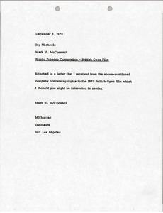 Memorandum from Mark H. McCormack to Jay Michaels