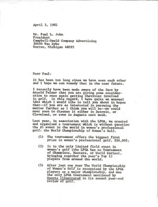 Letter from Mark H. McCormack to Paul L. John