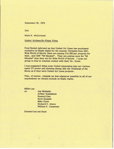 Memorandum from Mark H. McCormack to list