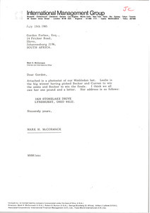 Letter from Mark H. McCormack to Gordon Forbes