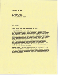 Letter from Mark H. McCormack to Charlie Jones